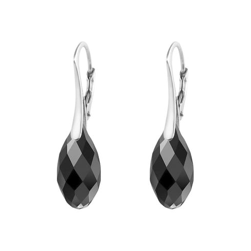 Sudraba auskari "Anšante (Jet)" ar Swarovski™ kristāliem